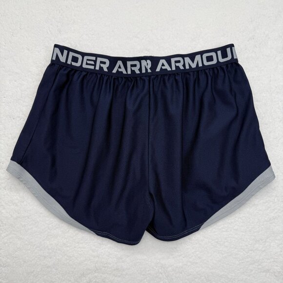 Under Armour Athletic Shorts Logo Loose Fit Blue Gray Workout Casual Womens L - Picture 6 of 10